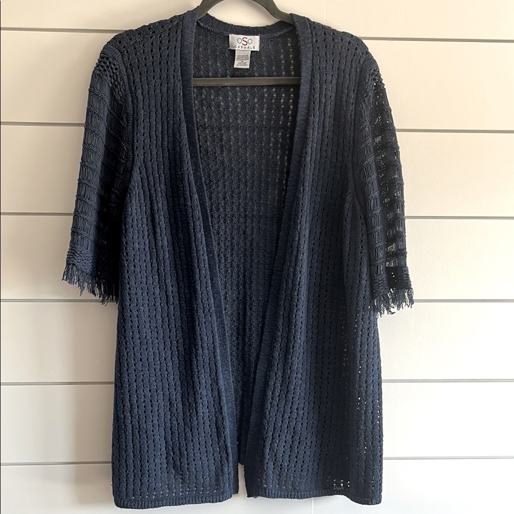 OSO Casuals Blue Cardigan Open Front Cardigan